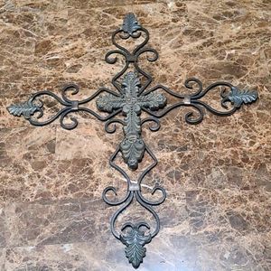 Large metal and wood wall cross